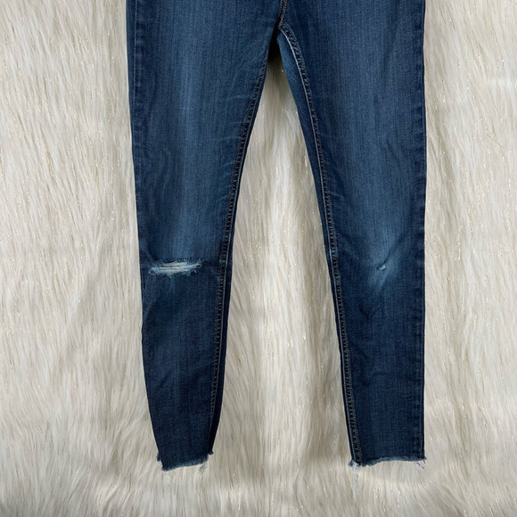 Rag & Bone Womens Ultra High Rise Ankle Skinny Jeans Blue Distressed Zipper 27 - Picture 3 of 10